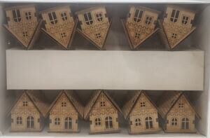 Laser Cut Wooden House Cabin String Lights